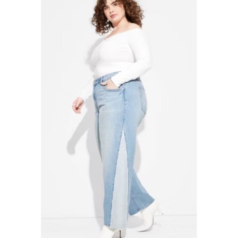 Wild Fable Mid Rise 90s Relaxed Straight Medium Wash Denim Jeans Womens Size 14